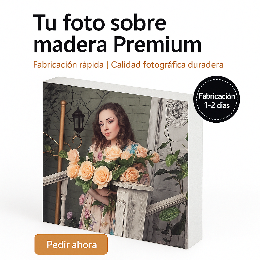 Bloque madera blanco personalizado con foto - Imagen 2