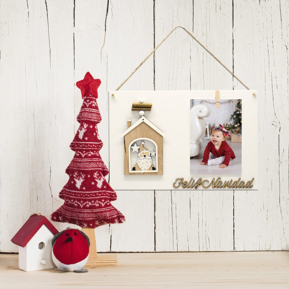 Christmas tree ornaments with copy space in the right